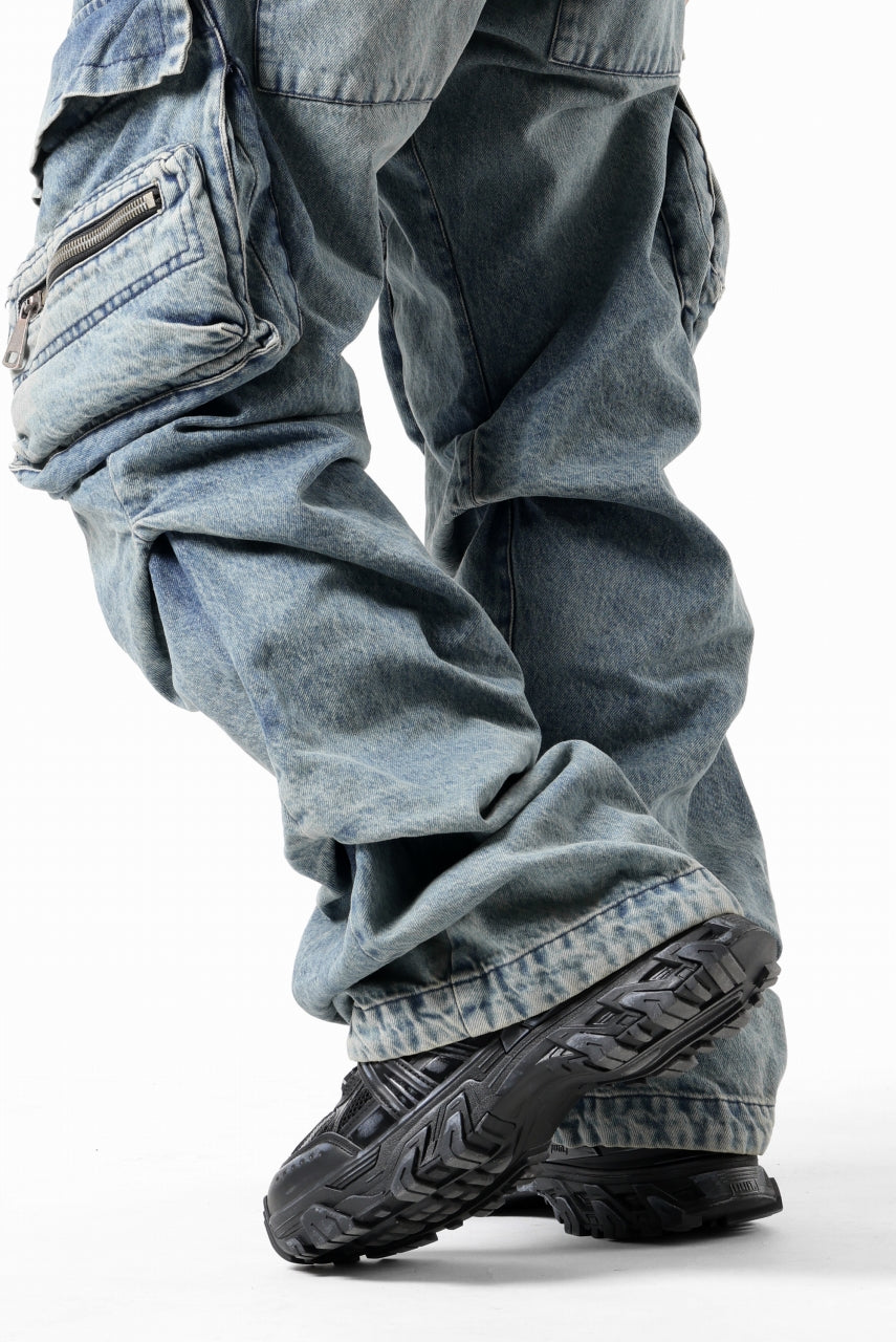 画像をギャラリービューアに読み込む, A.F ARTEFACT CARGO TUCK BAGGY PANTS / FADED DENIM (BLUE)