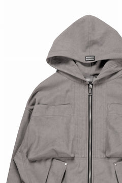 Load image into Gallery viewer, A.F ARTEFACT HOODED ZIP UP BLOUSON / SYNTHETIC SUEDE LEATHER (GREY)