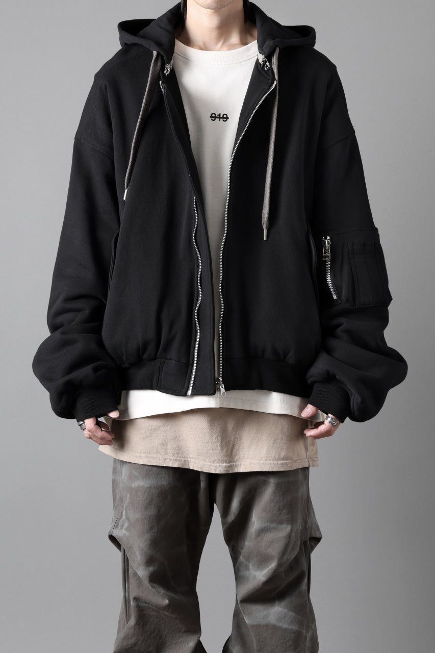 画像をギャラリービューアに読み込む, A.F ARTEFACT REVERSIBLE MA-1 HOODIE BLOUSON / COTTON-TERRY (BLACK)