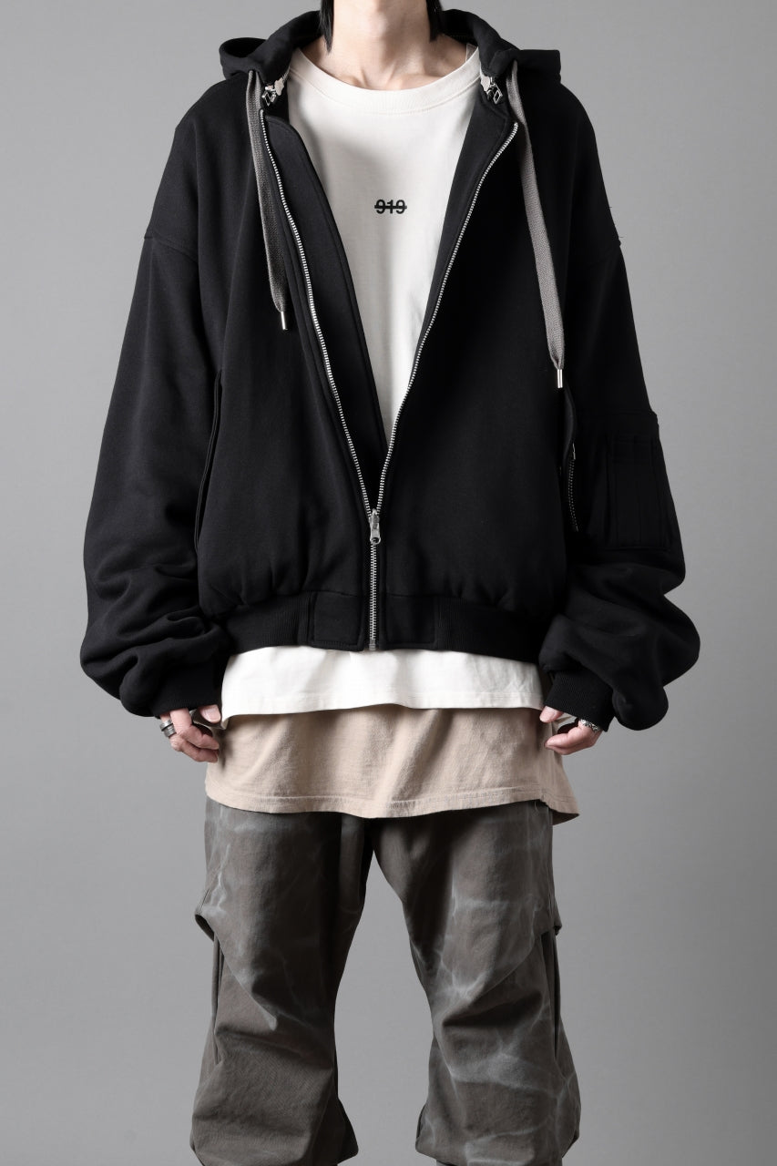 画像をギャラリービューアに読み込む, A.F ARTEFACT REVERSIBLE MA-1 HOODIE BLOUSON / COTTON-TERRY (BLACK)