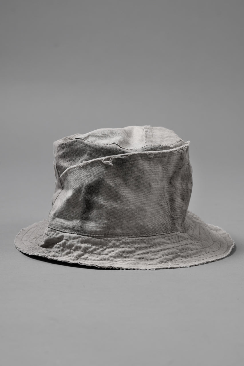 daub DYEING PATCHWORK BUCKET HAT / LIGHT CANVAS×STRIPE (DUST)