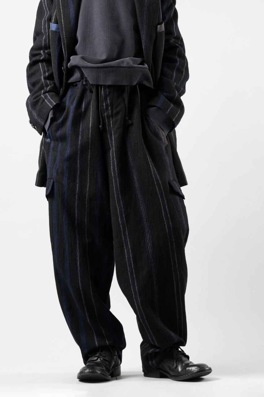 画像をギャラリービューアに読み込む, Y's for men 3B PEAKED LAPEL JACKET / WOOL SURGE STRIPE (BLACK)