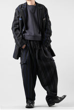 画像をギャラリービューアに読み込む, Y's for men STRIPED PATTERN PANTS / WOOL SURGE STRIPE (BLACK)
