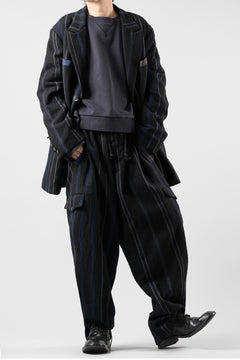画像をギャラリービューアに読み込む, Y's for men 3B PEAKED LAPEL JACKET / WOOL SURGE STRIPE (BLACK)