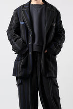 画像をギャラリービューアに読み込む, Y&#39;s for men 3B PEAKED LAPEL JACKET / WOOL SURGE STRIPE (BLACK)