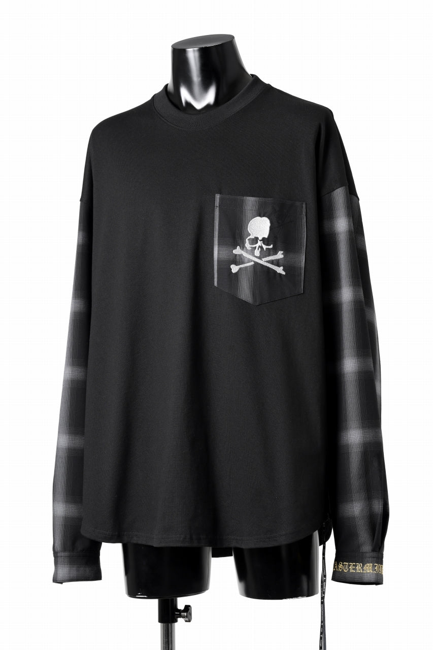 mastermind JAPAN COMBINED CHECK LS TOPS (BLACK x GRAY CHECK)