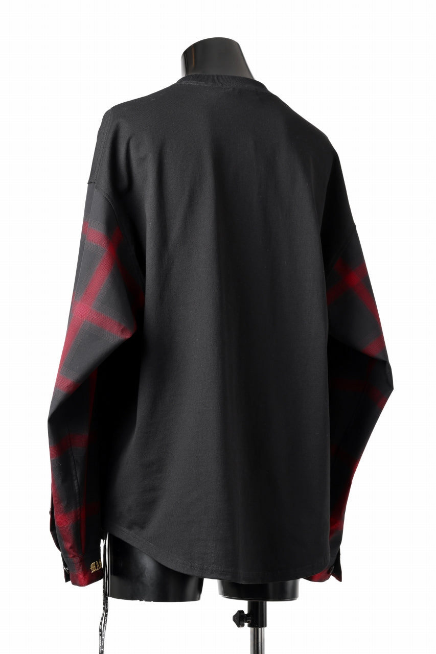 mastermind JAPAN COMBINED CHECK LS TOPS (BLACK x RED CHECK)