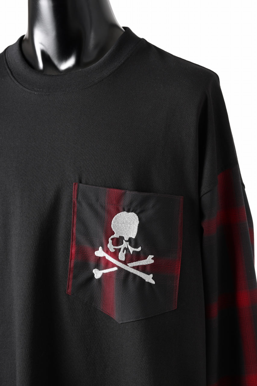 mastermind JAPAN COMBINED CHECK LS TOPS (BLACK x RED CHECK)