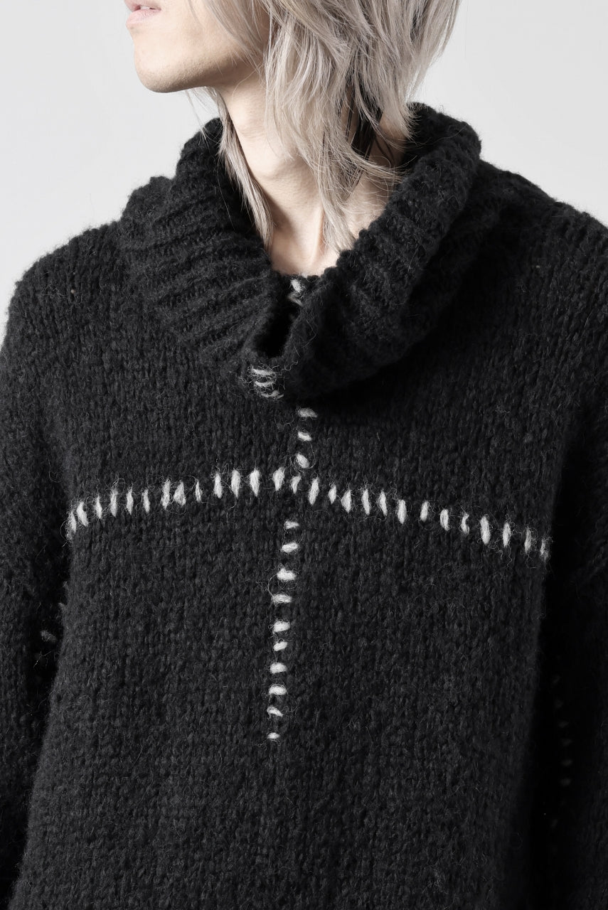 画像をギャラリービューアに読み込む, thom/krom HIGH COLLAR KNIT PULLOVER / ALPACA WOOL (BLACK)