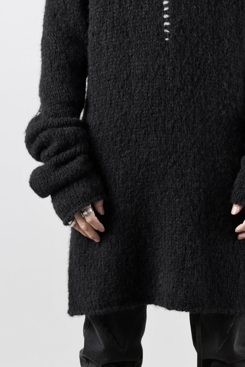 画像をギャラリービューアに読み込む, thom/krom HIGH COLLAR KNIT PULLOVER / ALPACA WOOL (BLACK)