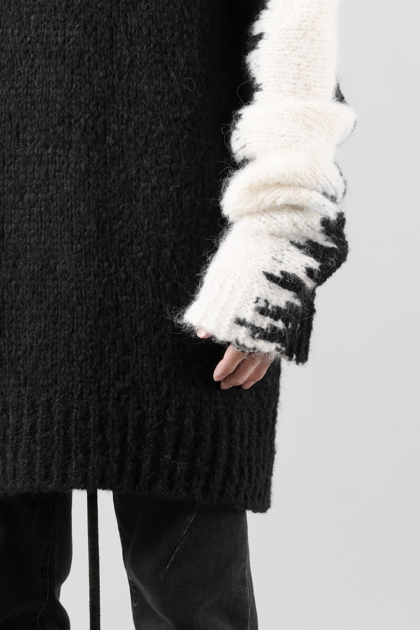 Load image into Gallery viewer, thom/krom MOCK NECK KNIT PULLOVER / ALPACA WOOL (WHITE x BLACK)