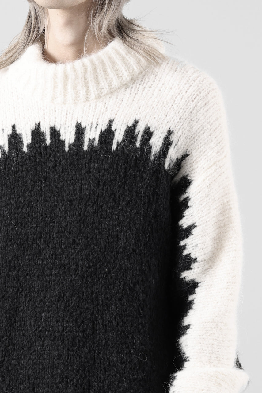 Load image into Gallery viewer, thom/krom MOCK NECK KNIT PULLOVER / ALPACA WOOL (WHITE x BLACK)