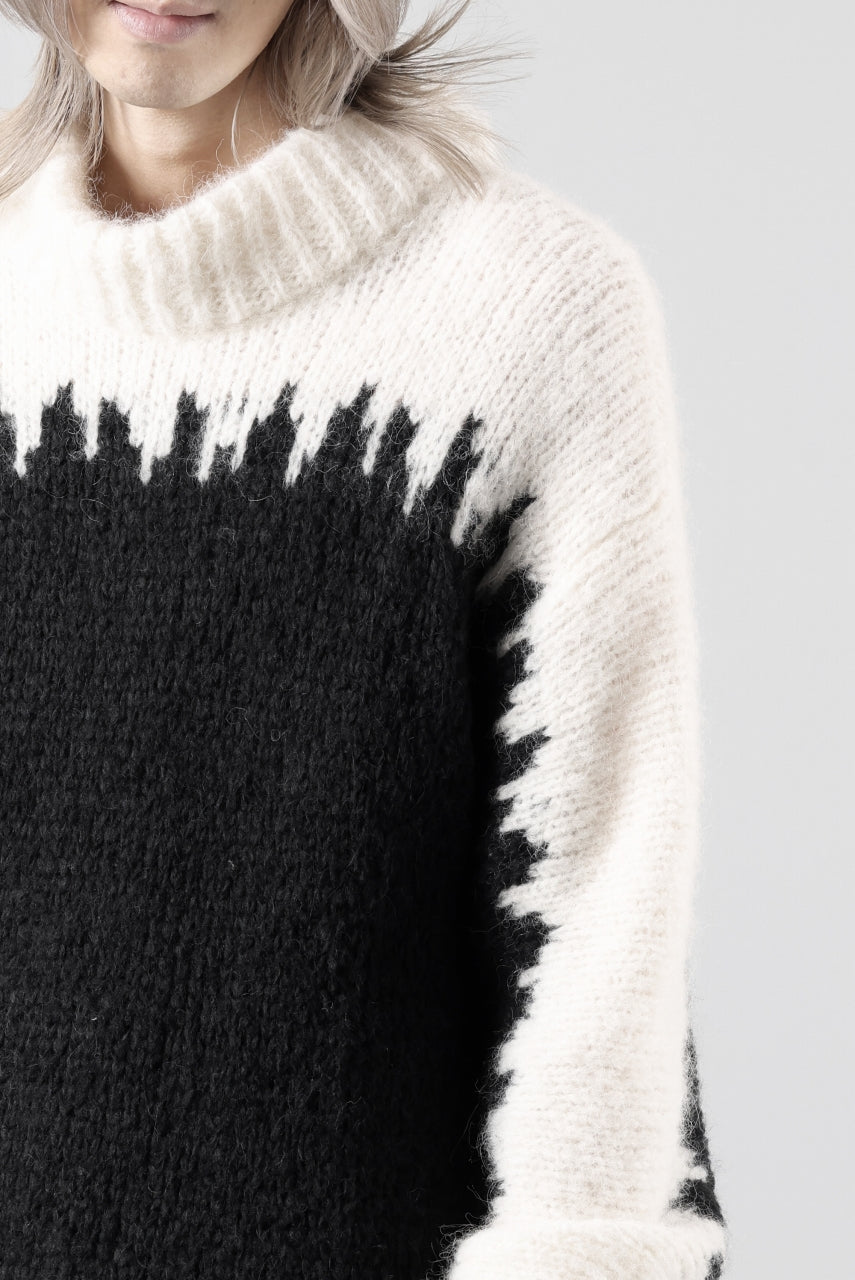 Load image into Gallery viewer, thom/krom MOCK NECK KNIT PULLOVER / ALPACA WOOL (WHITE x BLACK)