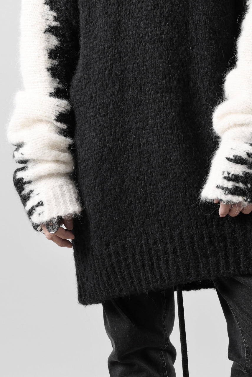 Load image into Gallery viewer, thom/krom MOCK NECK KNIT PULLOVER / ALPACA WOOL (WHITE x BLACK)