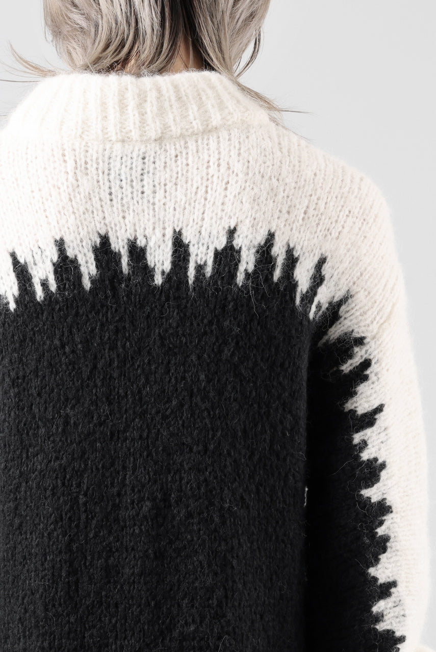 Load image into Gallery viewer, thom/krom MOCK NECK KNIT PULLOVER / ALPACA WOOL (WHITE x BLACK)