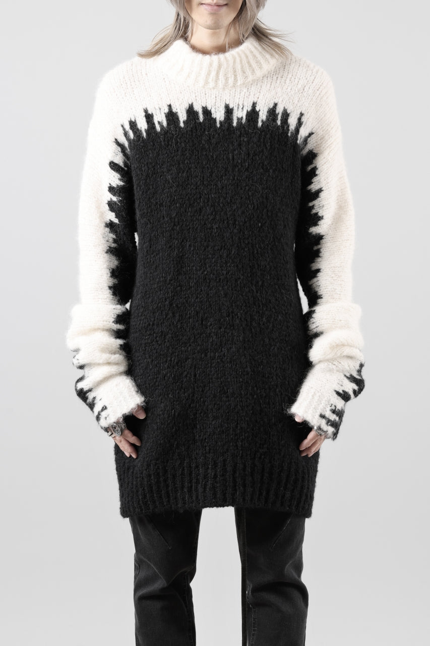 Load image into Gallery viewer, thom/krom MOCK NECK KNIT PULLOVER / ALPACA WOOL (WHITE x BLACK)