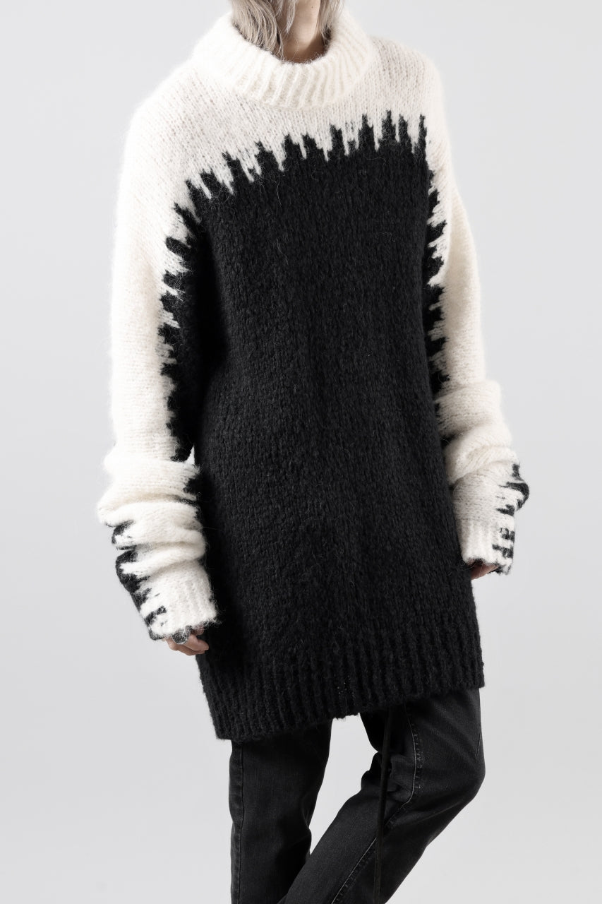 画像をギャラリービューアに読み込む, thom/krom MOCK NECK KNIT PULLOVER / ALPACA WOOL (WHITE x BLACK)