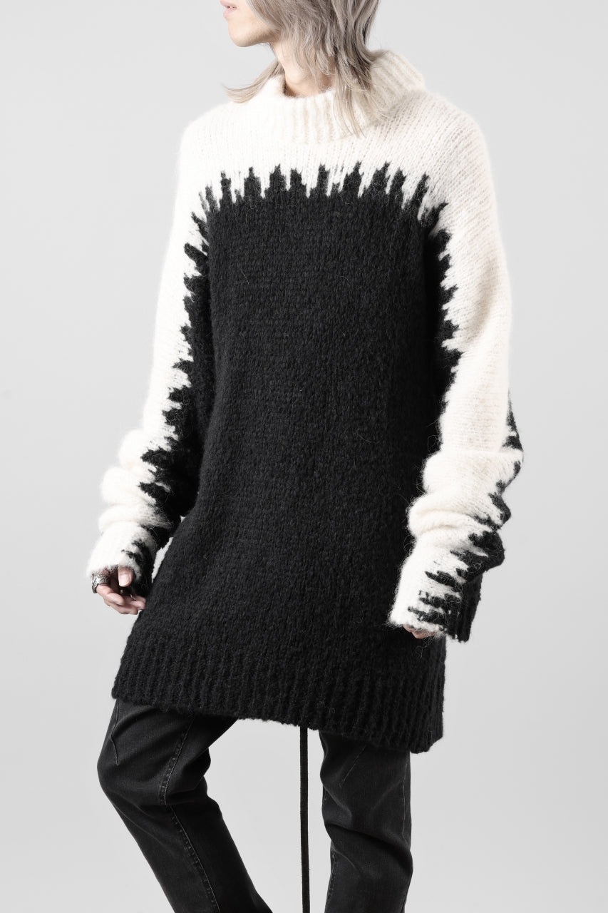 Load image into Gallery viewer, thom/krom MOCK NECK KNIT PULLOVER / ALPACA WOOL (WHITE x BLACK)