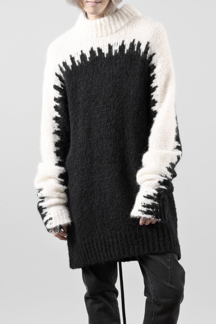 画像をギャラリービューアに読み込む, thom/krom MOCK NECK KNIT PULLOVER / ALPACA WOOL (WHITE x BLACK)