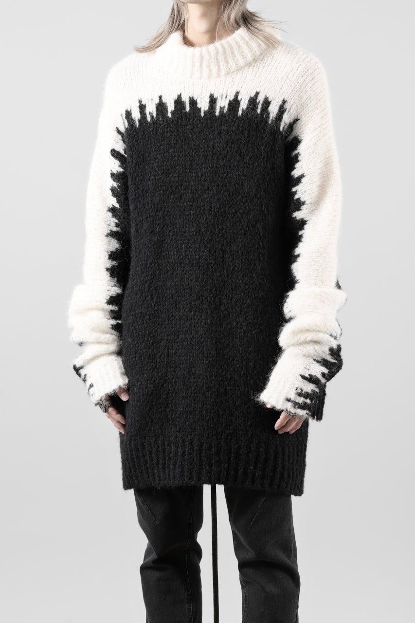 Load image into Gallery viewer, thom/krom MOCK NECK KNIT PULLOVER / ALPACA WOOL (WHITE x BLACK)