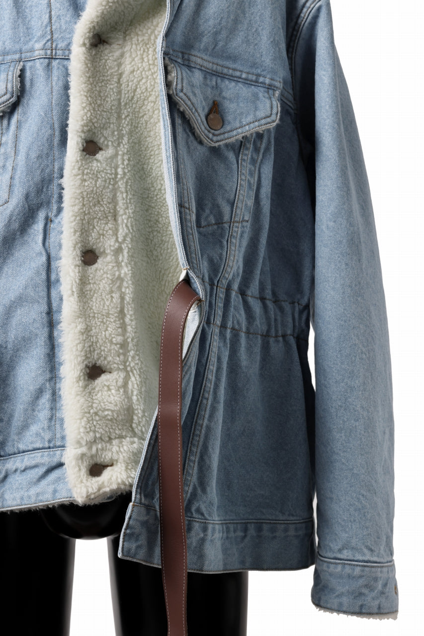 画像をギャラリービューアに読み込む, FACETASM ASSYMETRICAL BELTED SHERPA DENIM JACKET (INDIGO)