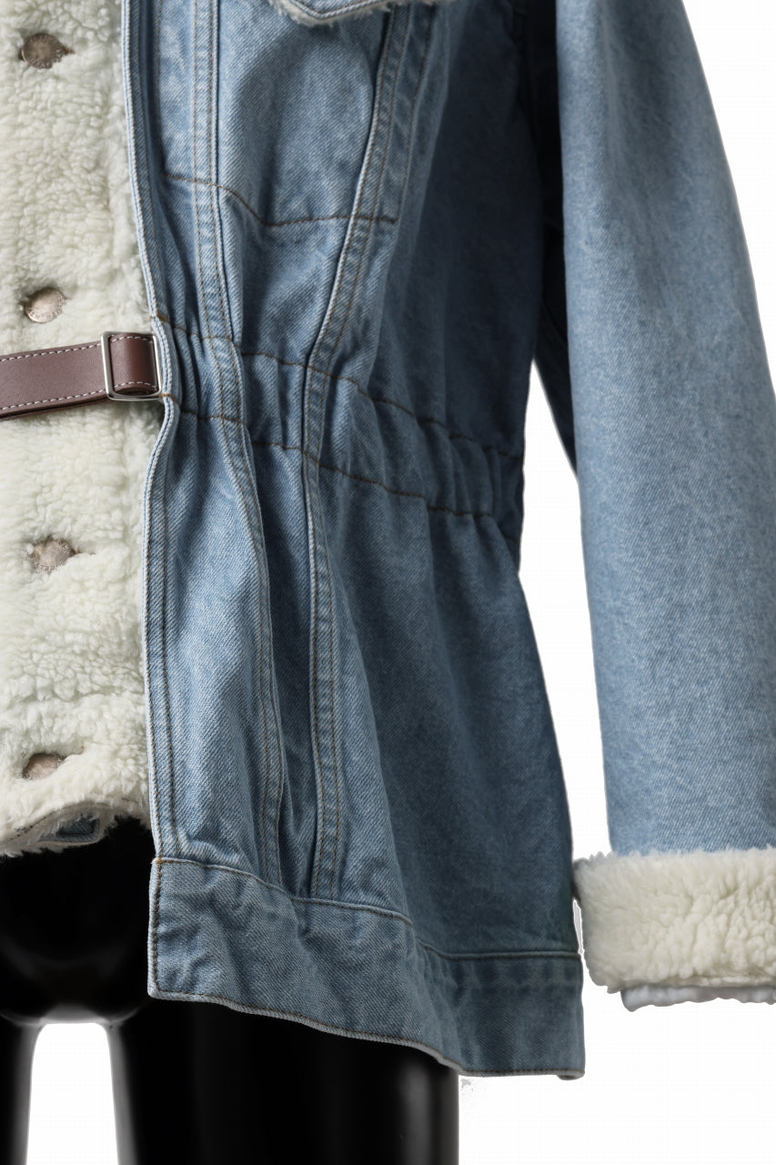 画像をギャラリービューアに読み込む, FACETASM ASSYMETRICAL BELTED SHERPA DENIM JACKET (INDIGO)