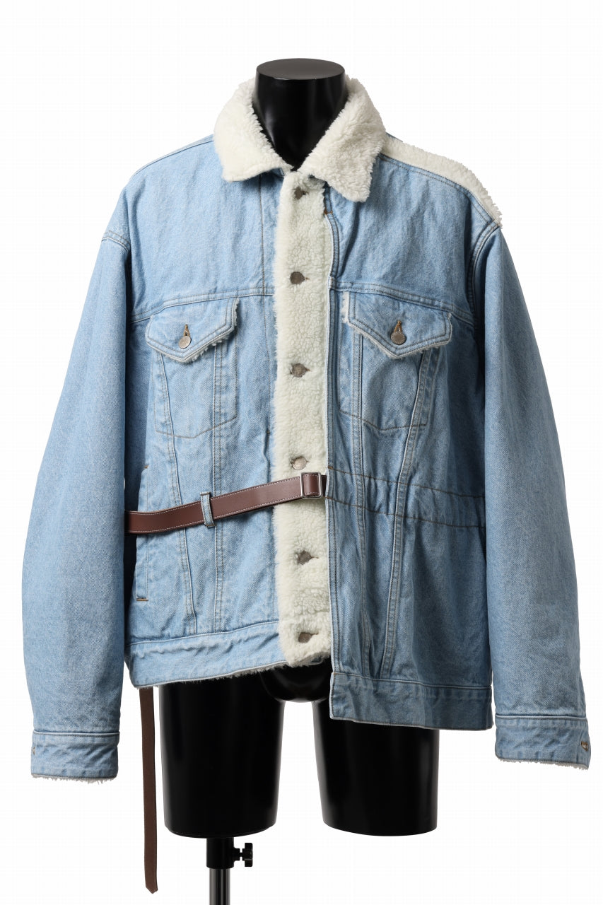 画像をギャラリービューアに読み込む, FACETASM ASSYMETRICAL BELTED SHERPA DENIM JACKET (INDIGO)