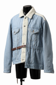画像をギャラリービューアに読み込む, FACETASM ASSYMETRICAL BELTED SHERPA DENIM JACKET (INDIGO)