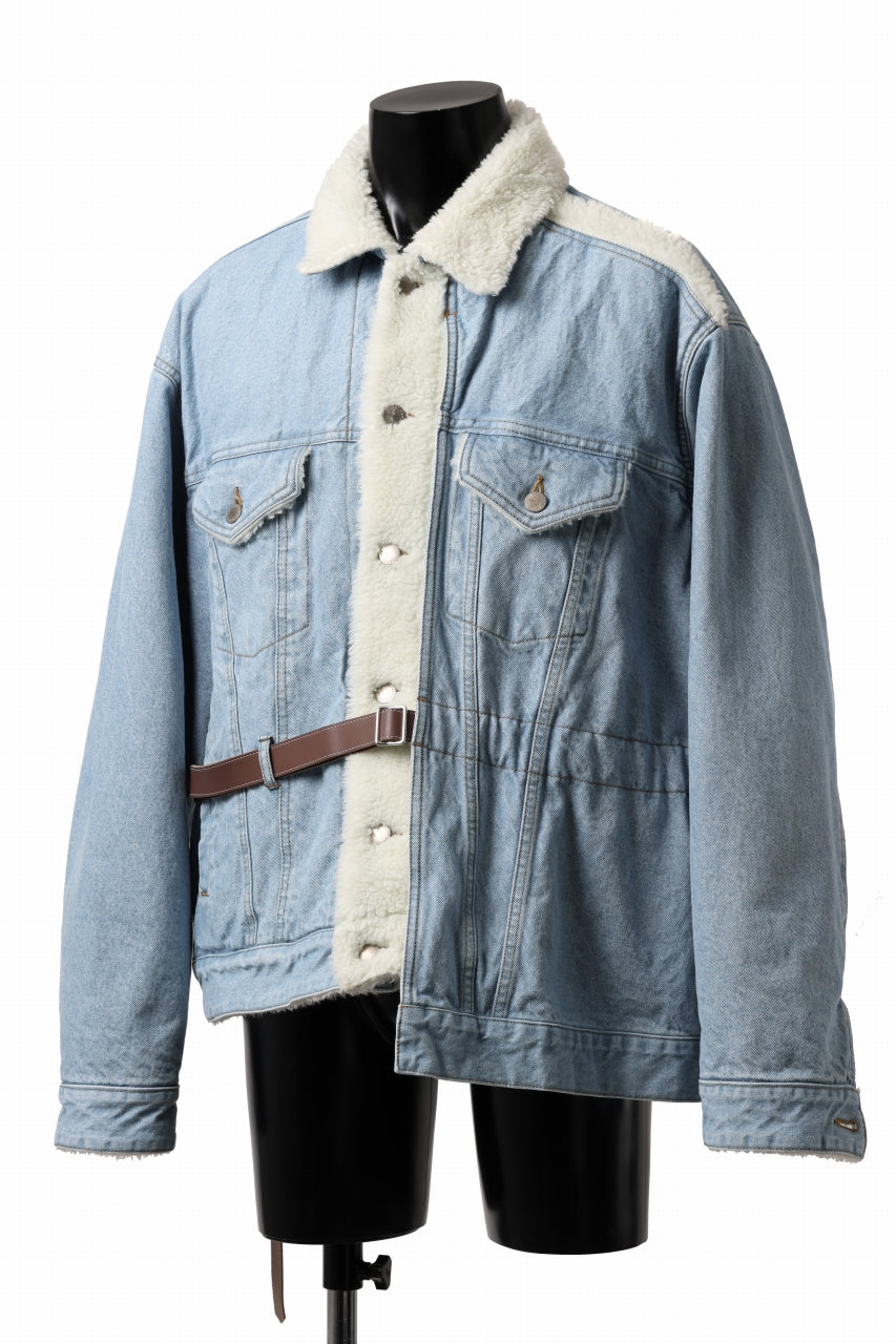 画像をギャラリービューアに読み込む, FACETASM ASSYMETRICAL BELTED SHERPA DENIM JACKET (INDIGO)