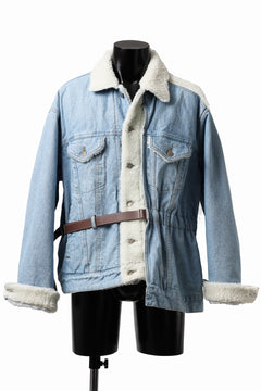 画像をギャラリービューアに読み込む, FACETASM ASSYMETRICAL BELTED SHERPA DENIM JACKET (INDIGO)