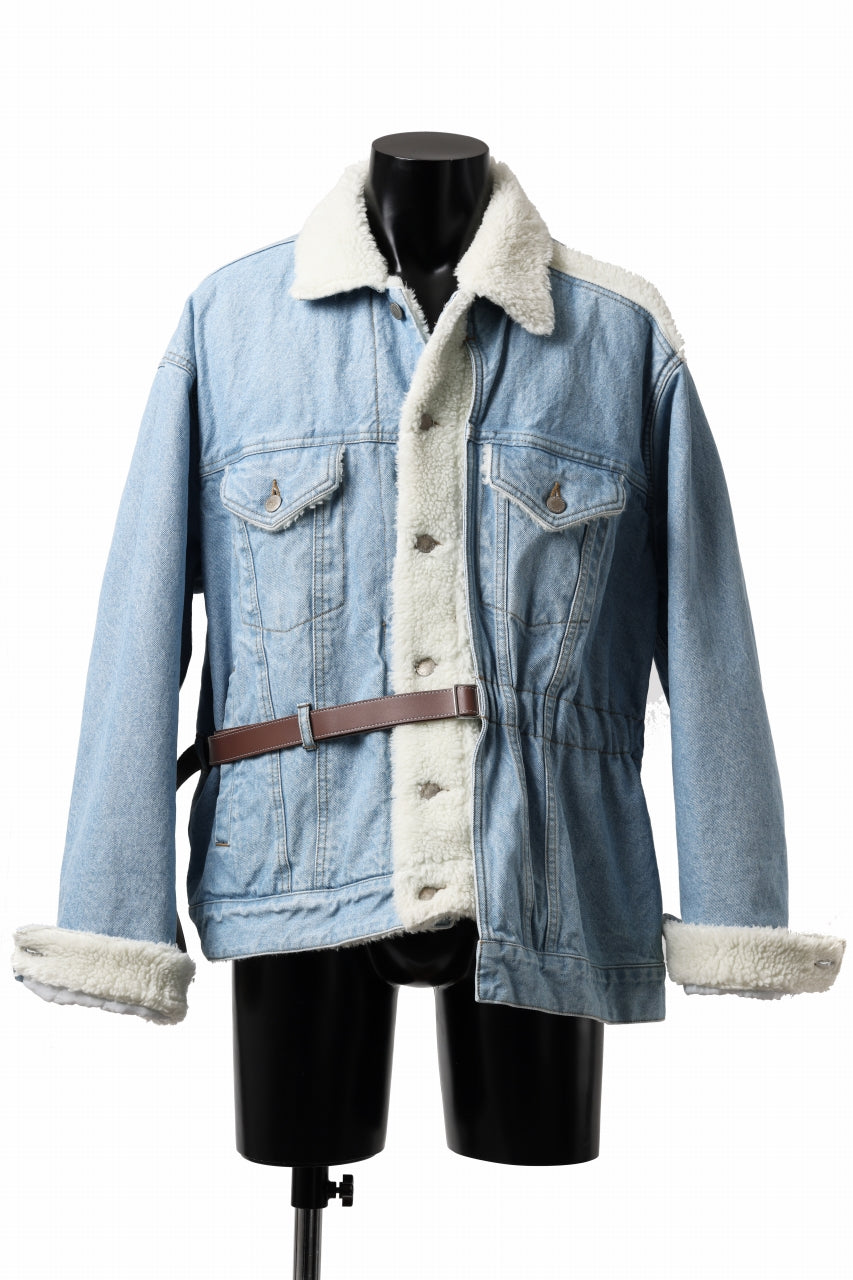 画像をギャラリービューアに読み込む, FACETASM ASSYMETRICAL BELTED SHERPA DENIM JACKET (INDIGO)