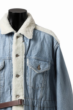 画像をギャラリービューアに読み込む, FACETASM ASSYMETRICAL BELTED SHERPA DENIM JACKET (INDIGO)