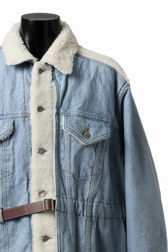 画像をギャラリービューアに読み込む, FACETASM ASSYMETRICAL BELTED SHERPA DENIM JACKET (INDIGO)