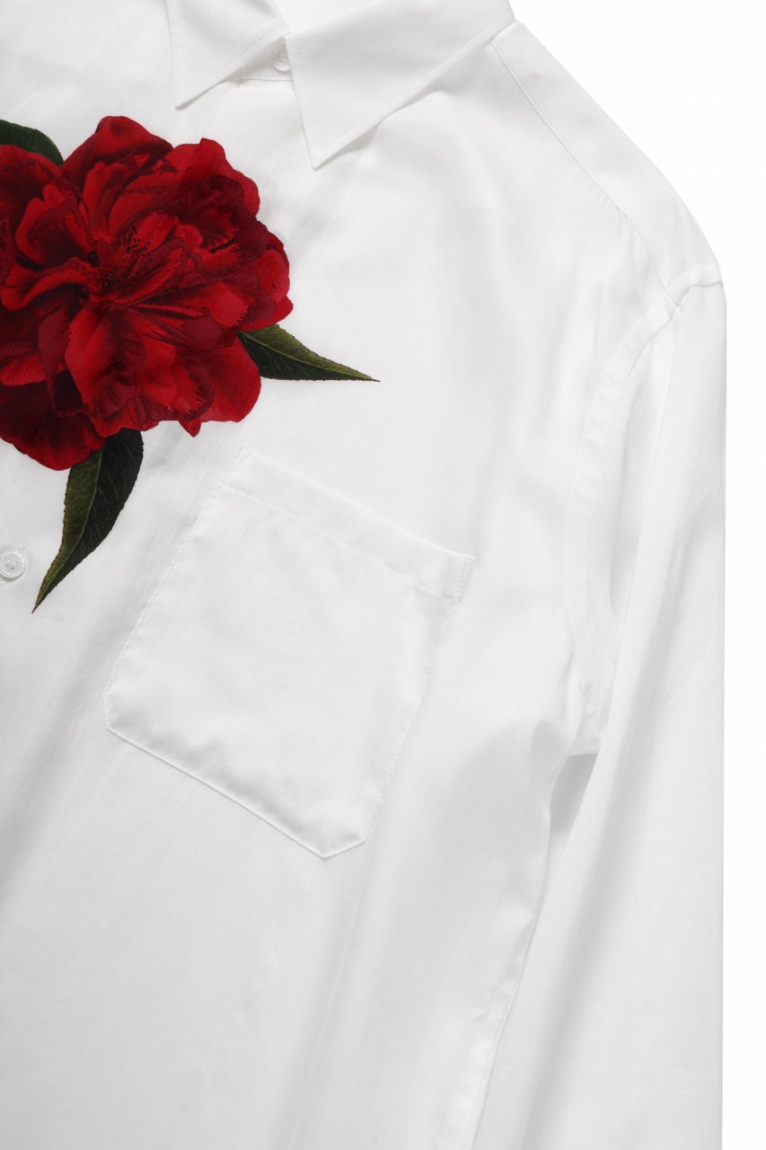 Load image into Gallery viewer, Y's for men REGULAR COLLAR SHIRT WITH RED FLOWER PRINT (WHITE)