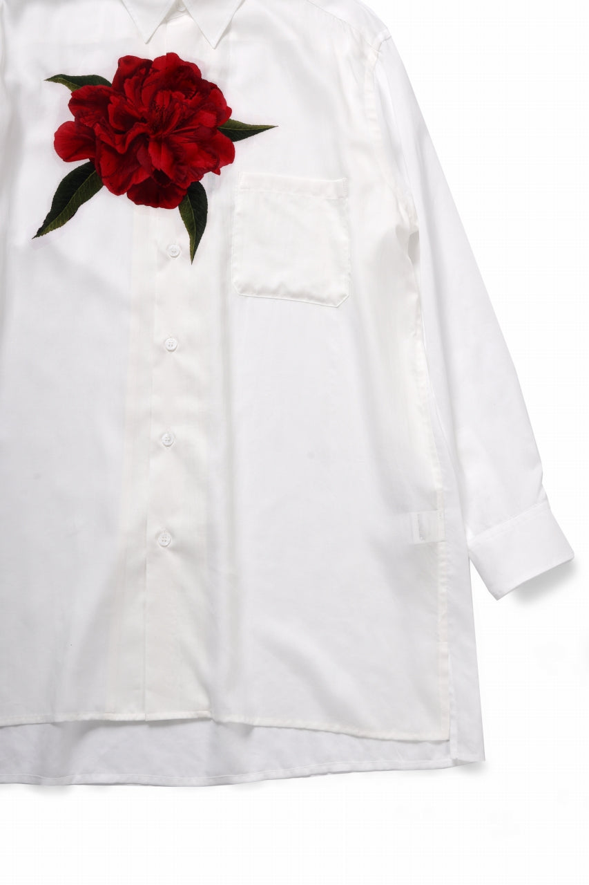 Load image into Gallery viewer, Y's for men REGULAR COLLAR SHIRT WITH RED FLOWER PRINT (WHITE)