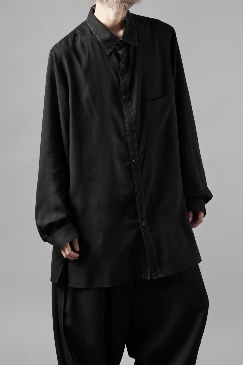 画像をギャラリービューアに読み込む, Y's for men DOUBLE STITCH SHIRT / CELLULOSE LAWN (BLACK)