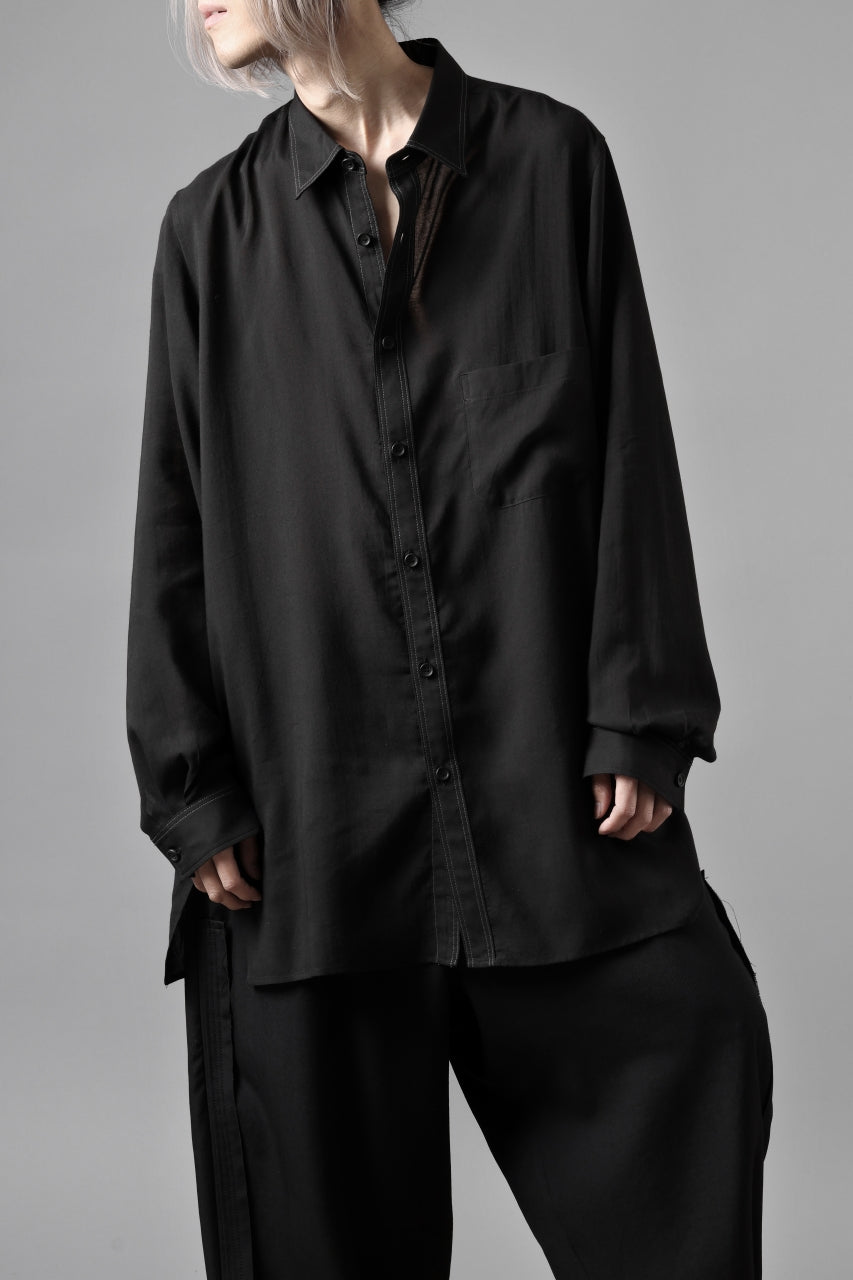 画像をギャラリービューアに読み込む, Y's for men DOUBLE STITCH SHIRT / CELLULOSE LAWN (BLACK)