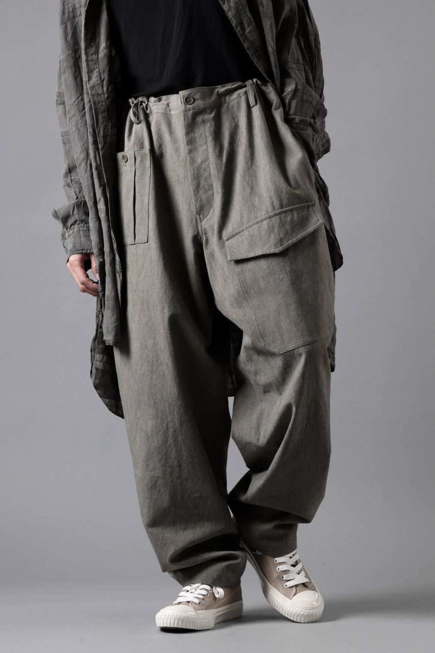 画像をギャラリービューアに読み込む, Y's for men WITHSTRING WORK PANTS / COTTON LINEN SULFIDED OZONE (CHARCOAL)