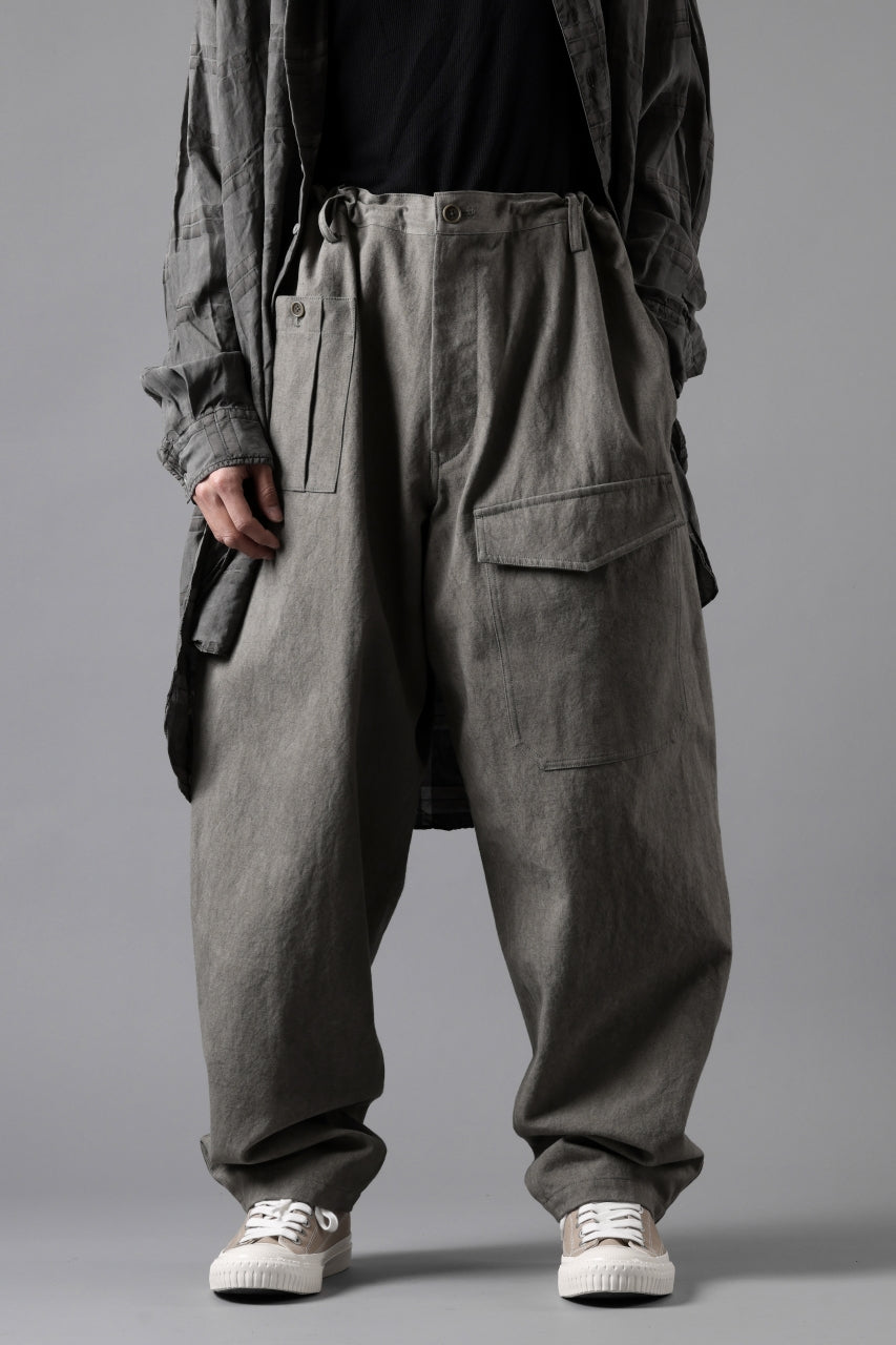 画像をギャラリービューアに読み込む, Y's for men WITHSTRING WORK PANTS / COTTON LINEN SULFIDED OZONE (CHARCOAL)