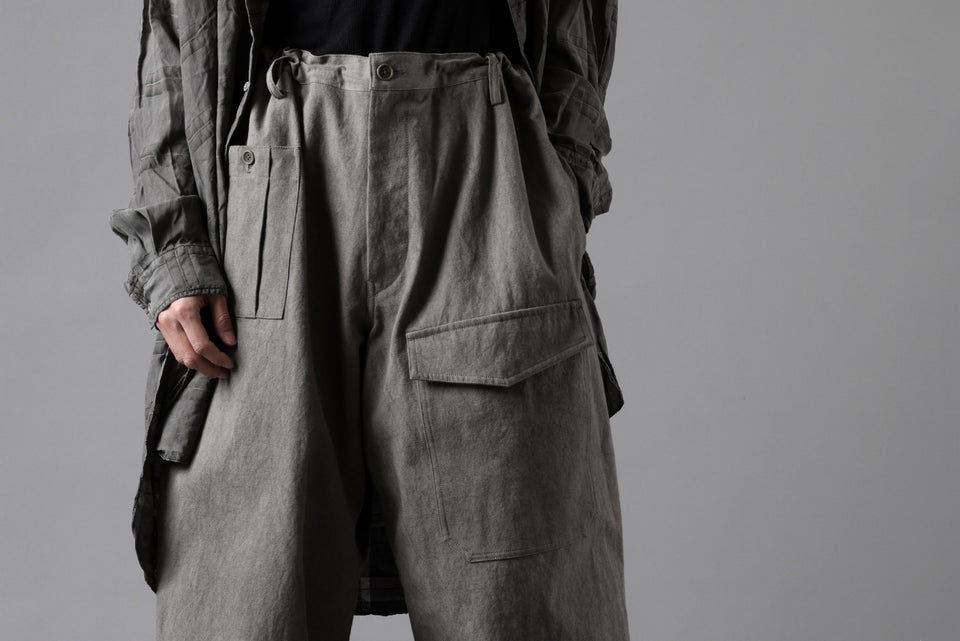 画像をギャラリービューアに読み込む, Y's for men WITHSTRING WORK PANTS / COTTON LINEN SULFIDED OZONE (CHARCOAL)