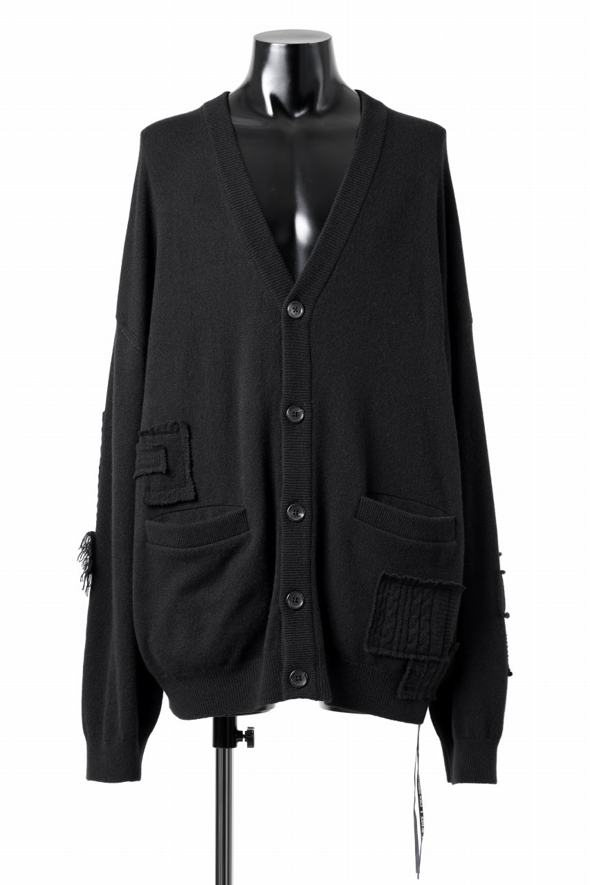 画像をギャラリービューアに読み込む, MASTERMIND WORLD PATCHWORK CARDIGAN / CASHMERE KNIT (BLACK)