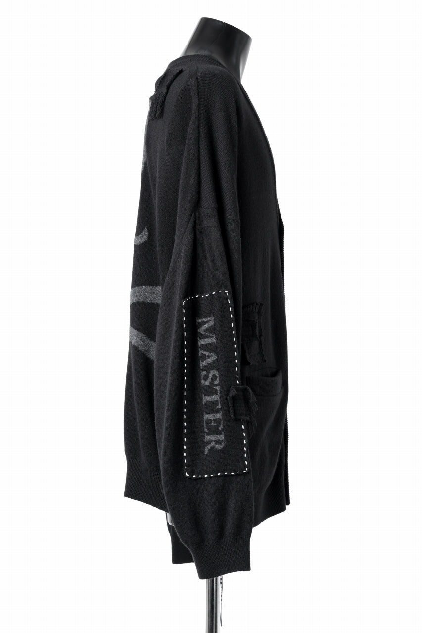 画像をギャラリービューアに読み込む, MASTERMIND WORLD PATCHWORK CARDIGAN / CASHMERE KNIT (BLACK)