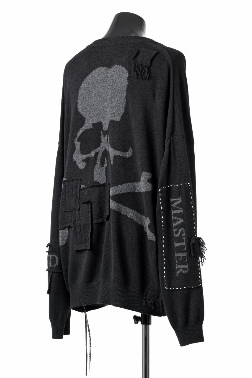 画像をギャラリービューアに読み込む, MASTERMIND WORLD PATCHWORK CARDIGAN / CASHMERE KNIT (BLACK)