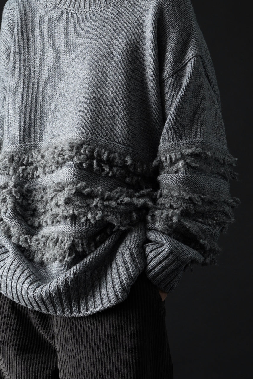 画像をギャラリービューアに読み込む, F/CE. DUAL TEXTURE SHIFTED LINES KNIT (CHARCOAL)