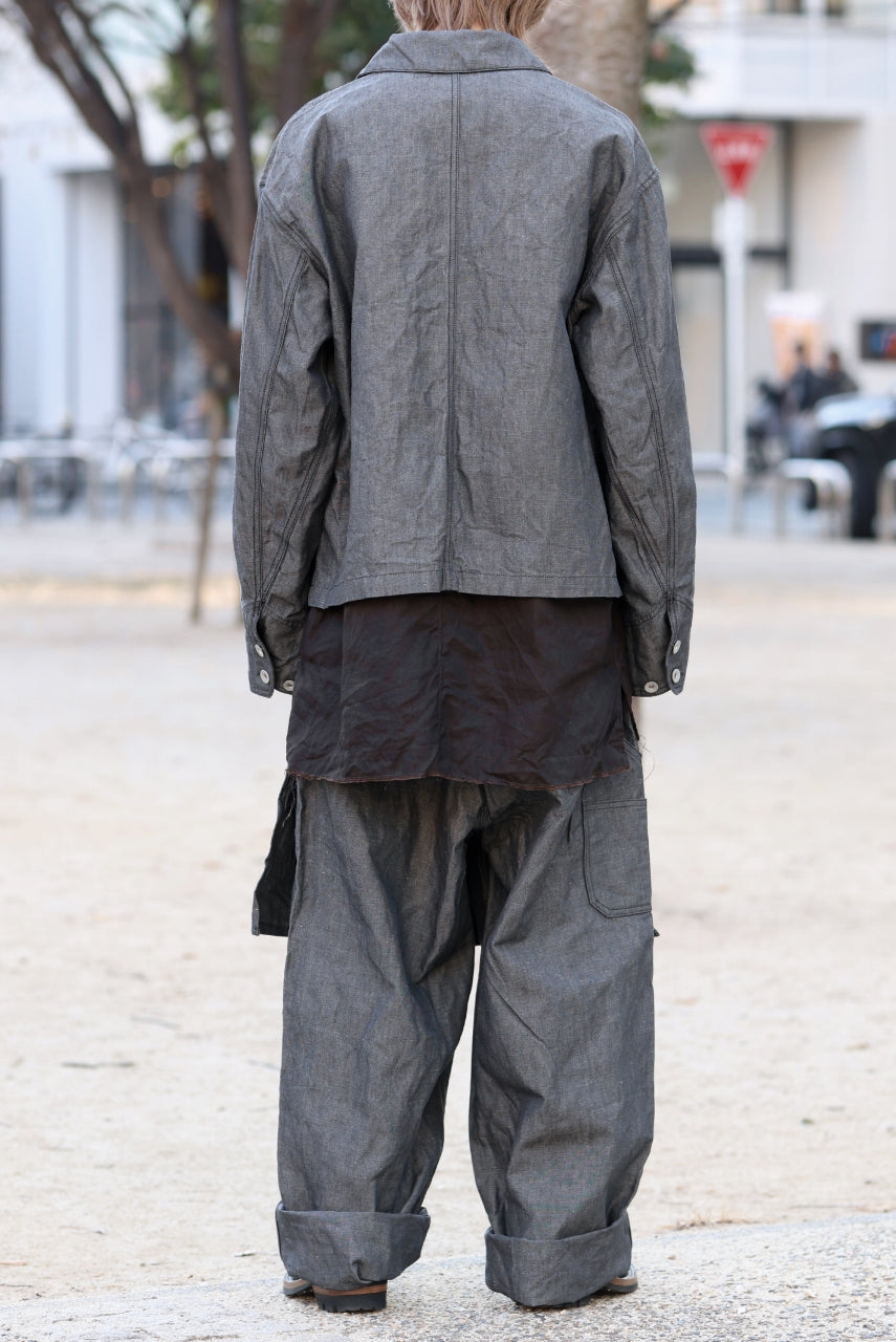 画像をギャラリービューアに読み込む, KLASICA "ROCKWELL" LOW CLOTCH APRON WORKER PANTS / 9.7oz COTTON x LINEN CHAMBRAY (GRAY DENIM)