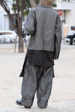 画像をギャラリービューアに読み込む, KLASICA "SOLO WOOD" LOOSE FIT SHORT COVER ALL / 9.7oz COTTON x LINEN CHAMBRAY (GRAY DENIM)