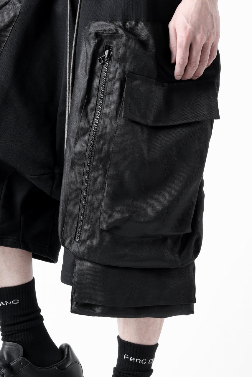 画像をギャラリービューアに読み込む, A.F ARTEFACT COMBINED DROPCROTCH CARGO SHORTS (BLACK)