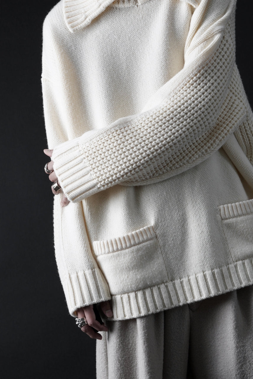 画像をギャラリービューアに読み込む, F/CE. REVERSE PATTERN COLLAR KNIT (IVORY)