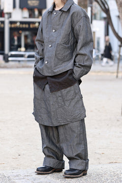 画像をギャラリービューアに読み込む, KLASICA "SOLO WOOD" LOOSE FIT SHORT COVER ALL / 9.7oz COTTON x LINEN CHAMBRAY (GRAY DENIM)