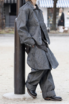 画像をギャラリービューアに読み込む, KLASICA "SOLO WOOD" LOOSE FIT SHORT COVER ALL / 9.7oz COTTON x LINEN CHAMBRAY (GRAY DENIM)